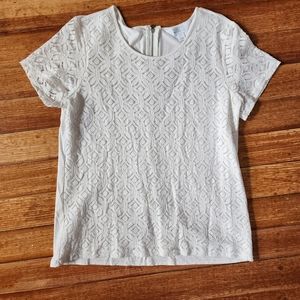 Market & Spruce White Lace Tee sz L